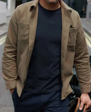 Tan Brushed Cotton Overshirt