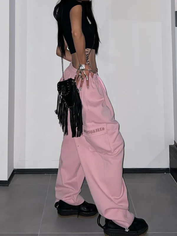 Vintage Wide Leg Drawstring Cargo Pants
