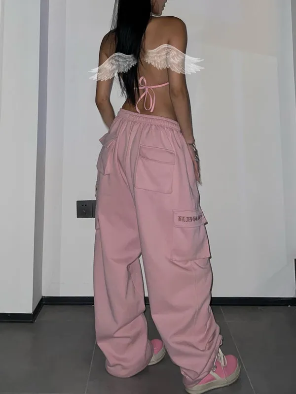 Vintage Wide Leg Drawstring Cargo Pants