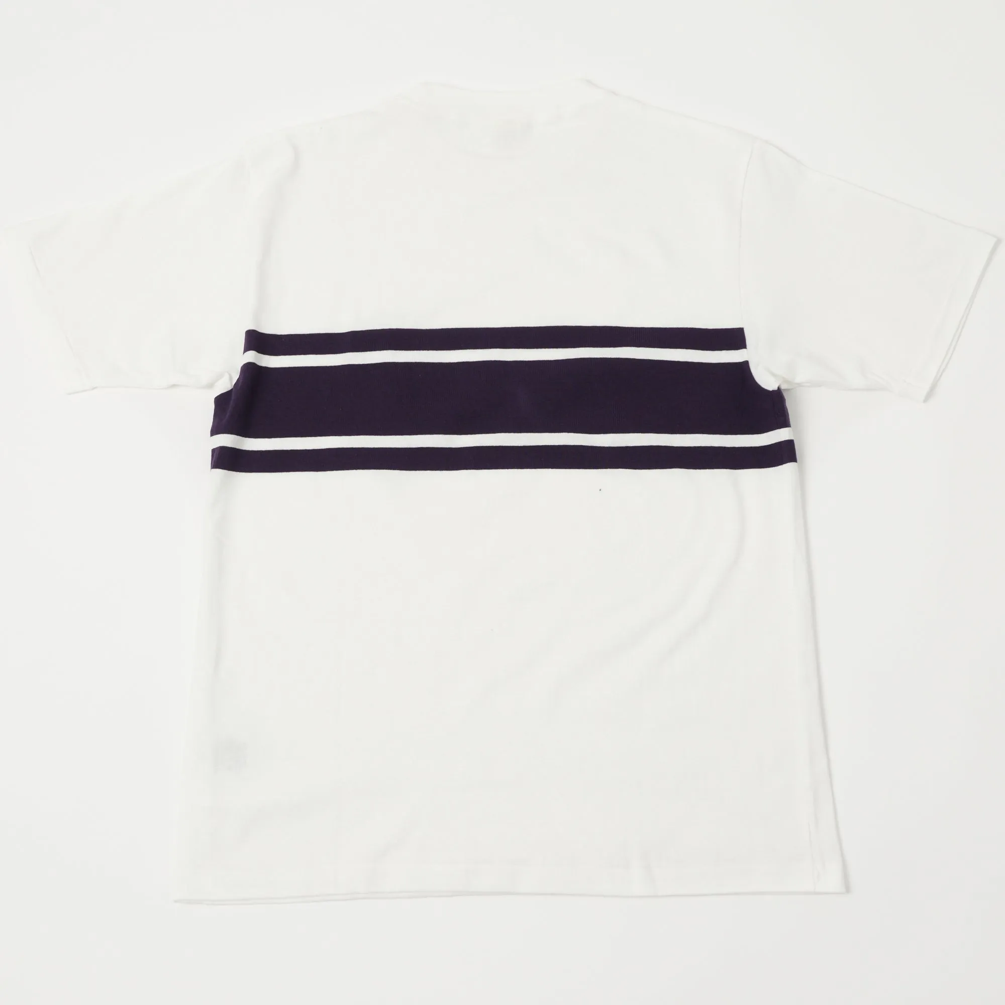 Warehouse & Co 4093 Panel Border Tee - Off White/Eggplant