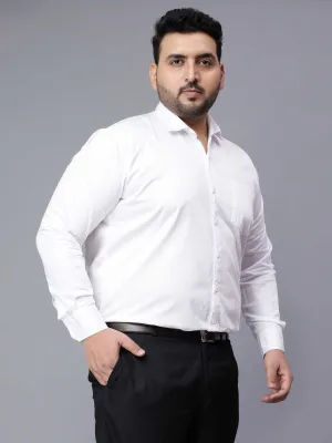 White Solid Cotton Plus Size Shirt