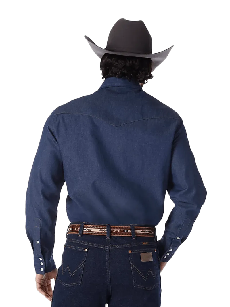 Wrangler Men's Cowboy Cut Rigid Indigo Denim Long Sleeve Work Shirt