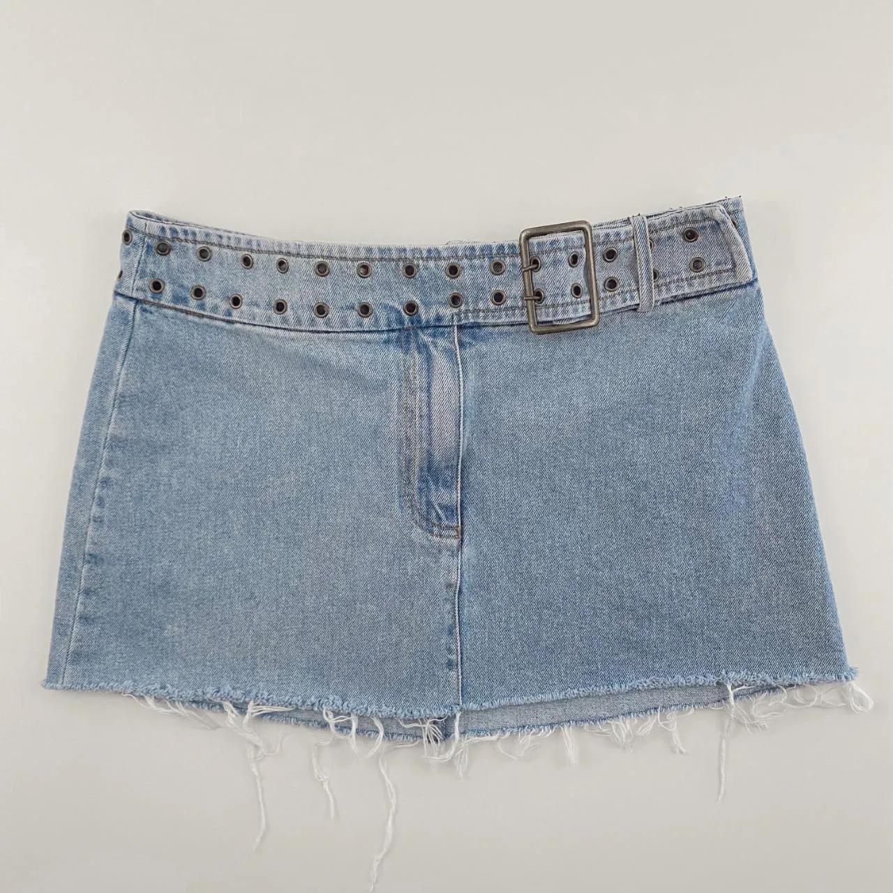 Y2K Belted Denim Mini Skirt - Medium