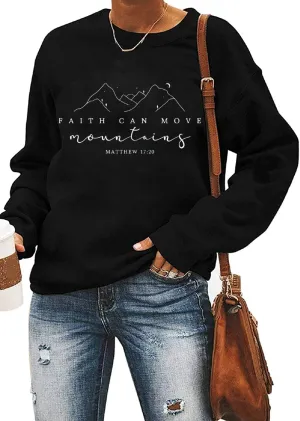 Yimoya Jesus Sweatsahirts God is Good Shirts Womens Faith Can Move Mountain Sweatshirt Christian Blouse Tops